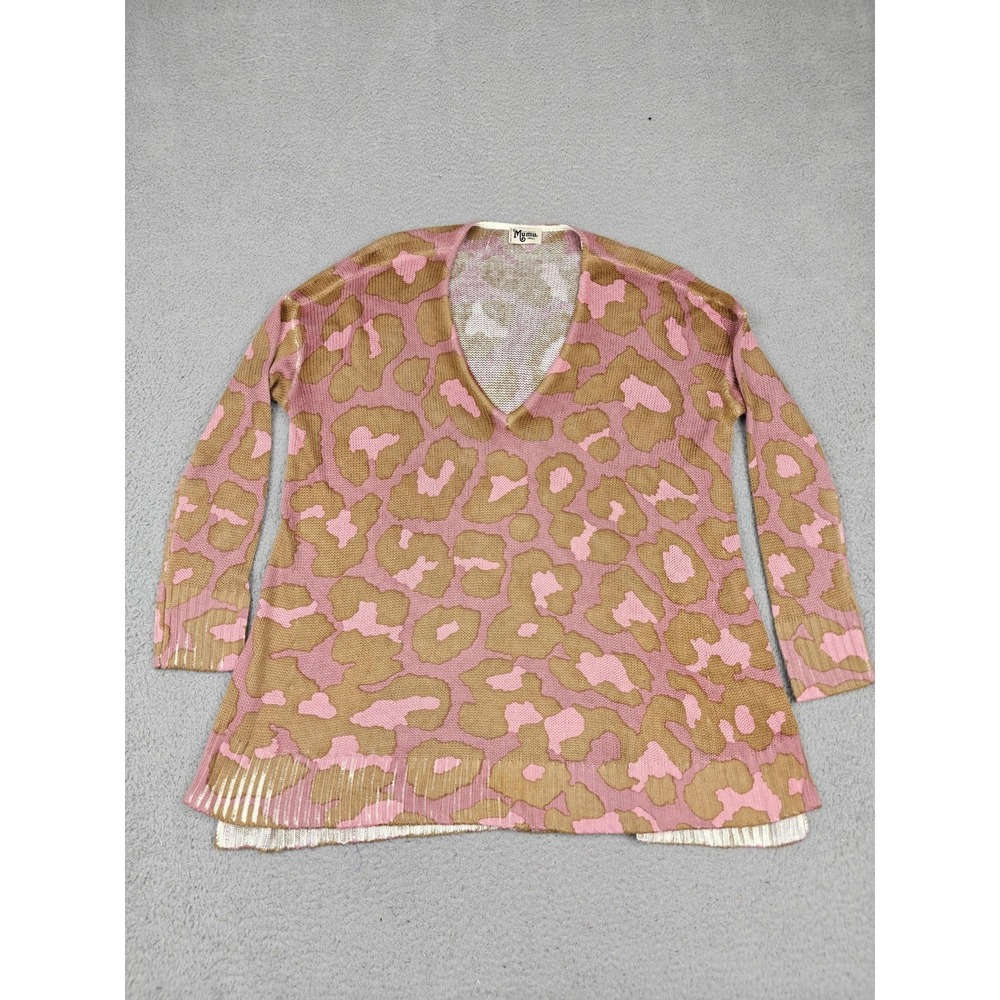 Show Me Your Mumu Sweater Womens Small Brown Pink‎ Leopard Knit Pullover